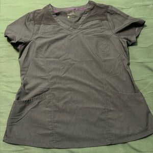 Grey Healing Hands Scrub Top